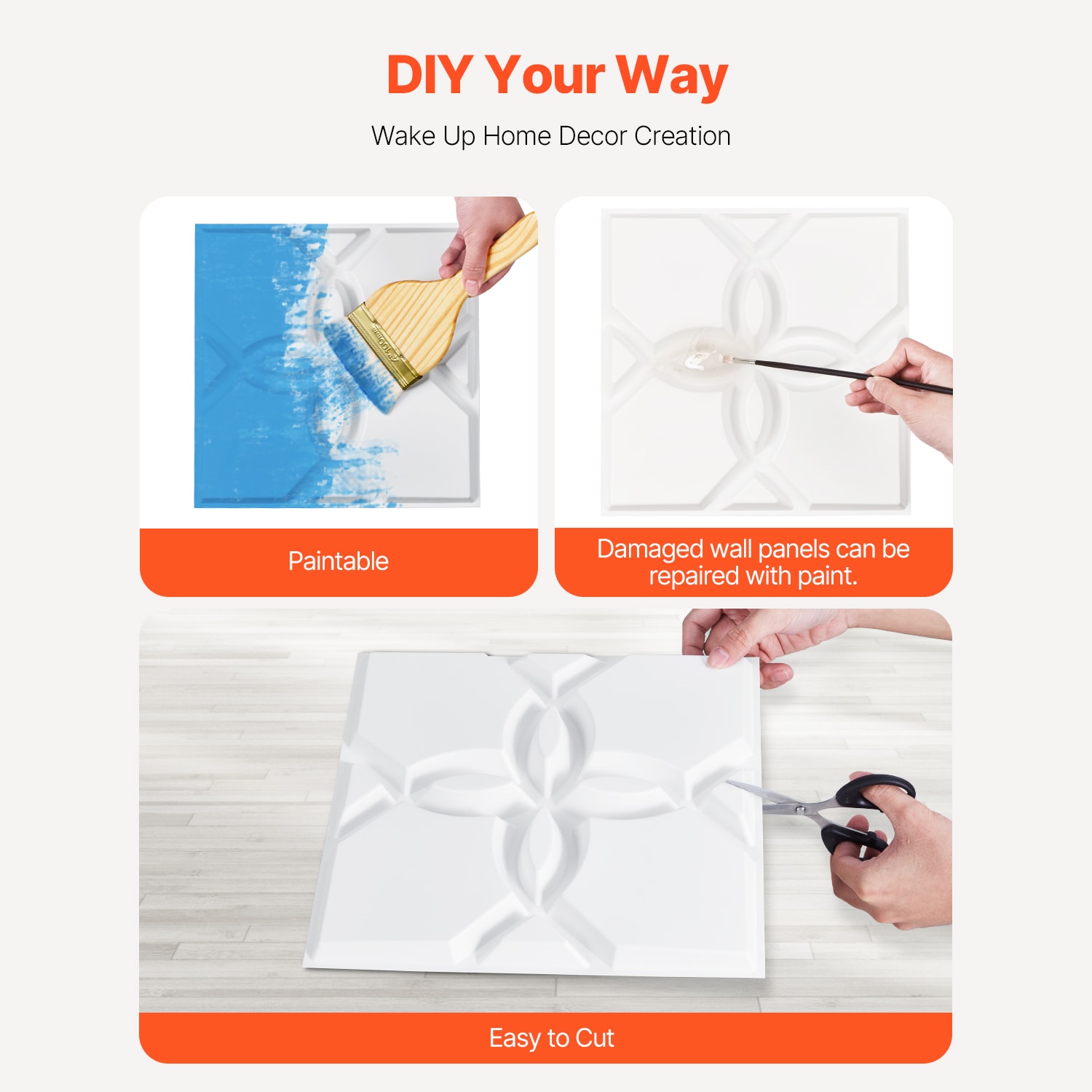 Floral 3d Wall Panels Matte White Pvc Decorative Wall Decor_voghion.com